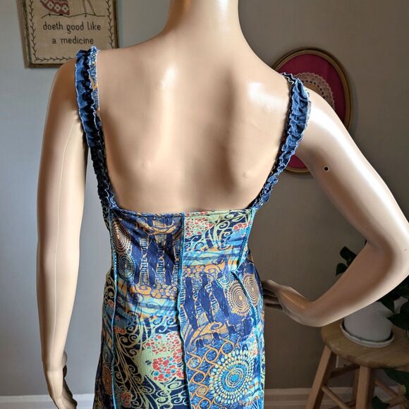 Vintage Y2K Quinze Heures Trente Paris Mesh Dress Ruffle Cottage Midi Size 3/XL - Picture 11 of 14